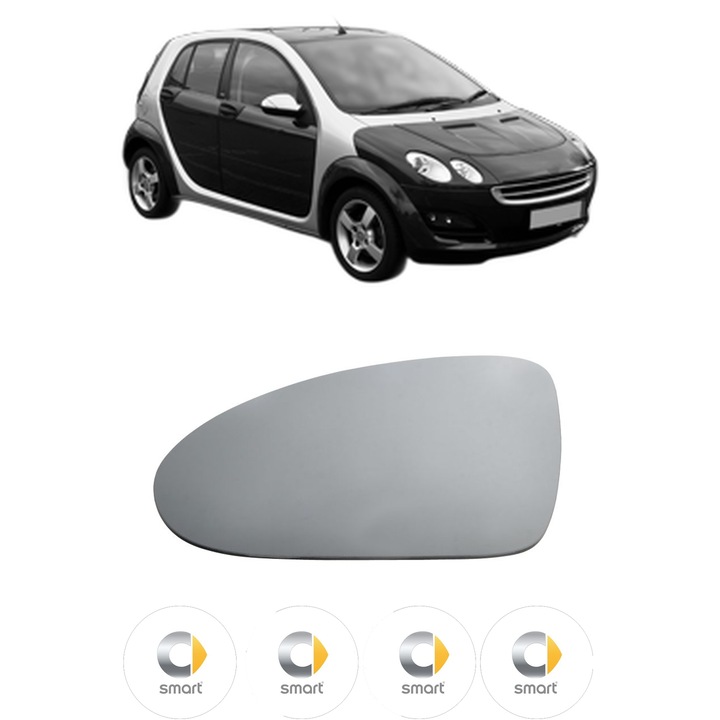Sticla oglinda exterioara Stanga SMART FORFOUR (454) din 2004 - 2006, auto, fara incalzire, Cri-Flo, 4 stickere auto SMART