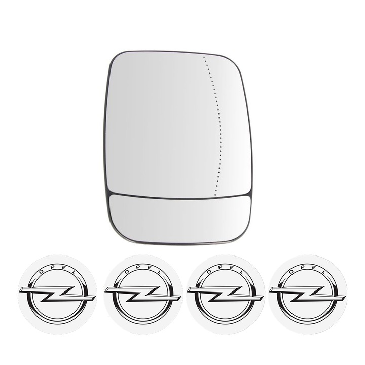 Sticla oglinda exterioara Dreapta OPEL VIVARO din 2001 - 2019, auto, cu incalzire, Cri-Flo, 4 stickere auto OPEL