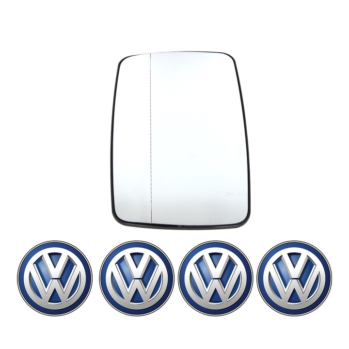 Sticla oglinda exterioara Stanga VW LT din 1996 - 2006, auto, cu incalzire, Cri-Flo, 4 stickere auto VW