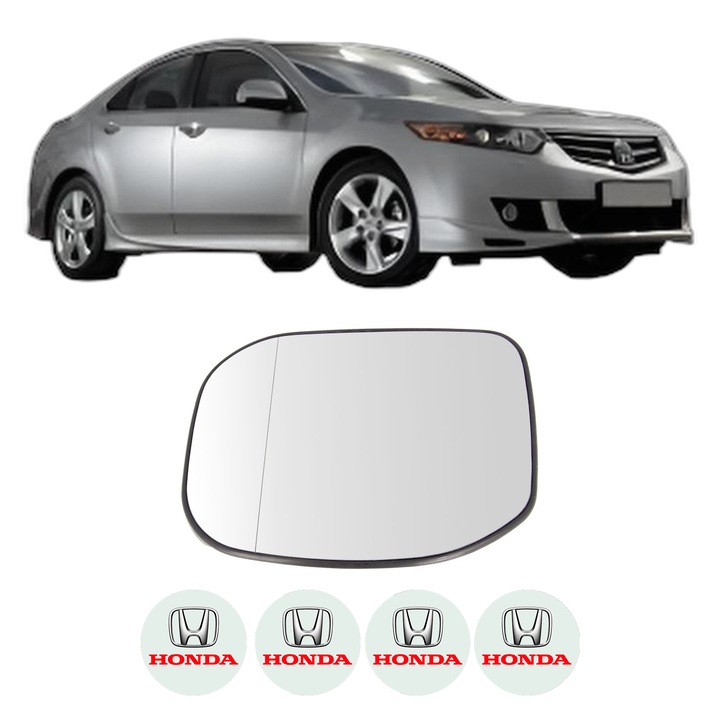 Sticla oglinda exterioara Stanga HONDA ACCORD VIII (CU) din 2008 - 2015, auto, cu incalzire, Cri-Flo, 4 stickere auto HONDA