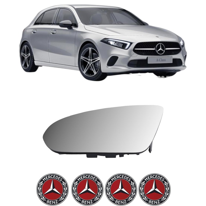 Sticla oglinda exterioara Stanga MERCEDES-BENZ A-CLASS (W177) din 2019 - 2019, auto, cu incalzire, Cri-Flo, 4 stickere auto MERCEDES-BENZ