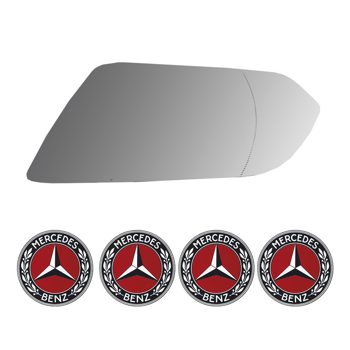 Sticla oglinda exterioara Stanga MERCEDES-BENZ V din 1996 - 2019, auto, cu incalzire, Cri-Flo, 4 stickere auto MERCEDES-BENZ