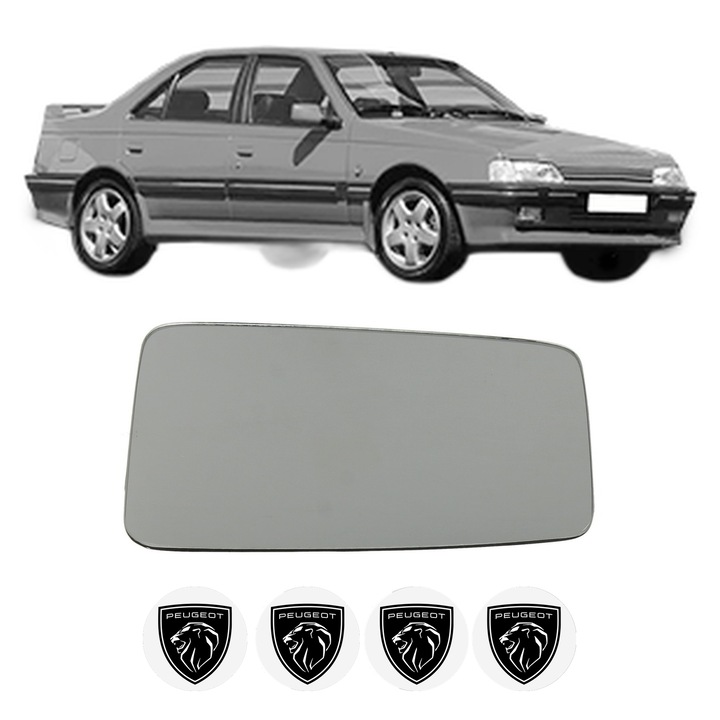 Sticla oglinda exterioara Stanga PEUGEOT 405 I (15B) din 1987 - 1992, auto, fara incalzire, Cri-Flo, 4 stickere auto PEUGEOT