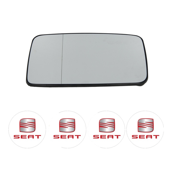 Sticla oglinda exterioara Stanga SEAT IBIZA din 1993 - 2021, auto, cu incalzire, Cri-Flo, 4 stickere auto SEAT