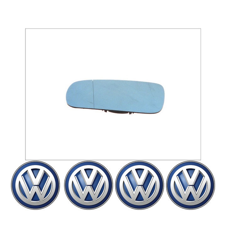 Sticla oglinda exterioara Stanga VW LUPO din 1998 - 2005, auto, cu incalzire, Cri-Flo, 4 stickere auto VW