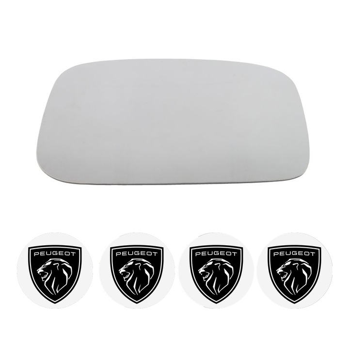 Sticla oglinda exterioara Dreapta PEUGEOT 807 din 2002 - 2014, auto, cu incalzire, Cri-Flo, 4 stickere auto PEUGEOT