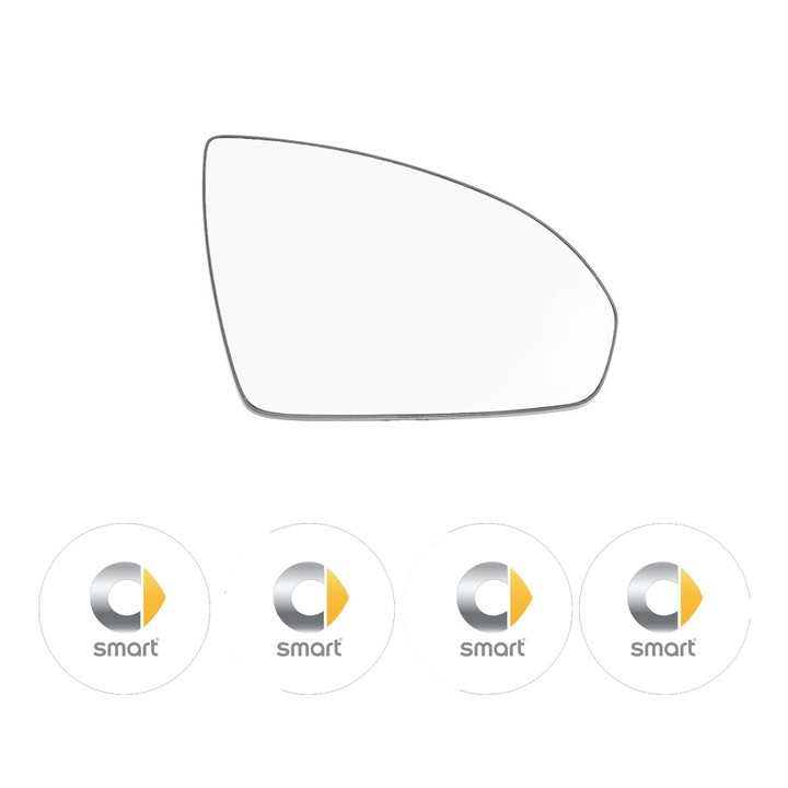 Sticla oglinda exterioara Dreapta SMART FORTWO din 1998 - 2014, auto, cu incalzire, Cri-Flo, 4 stickere auto SMART
