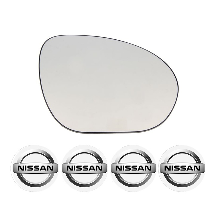 Sticla oglinda exterioara Dreapta NISSAN JUKE din 2010 - 2019, auto, cu incalzire, Cri-Flo, 4 stickere auto NISSAN