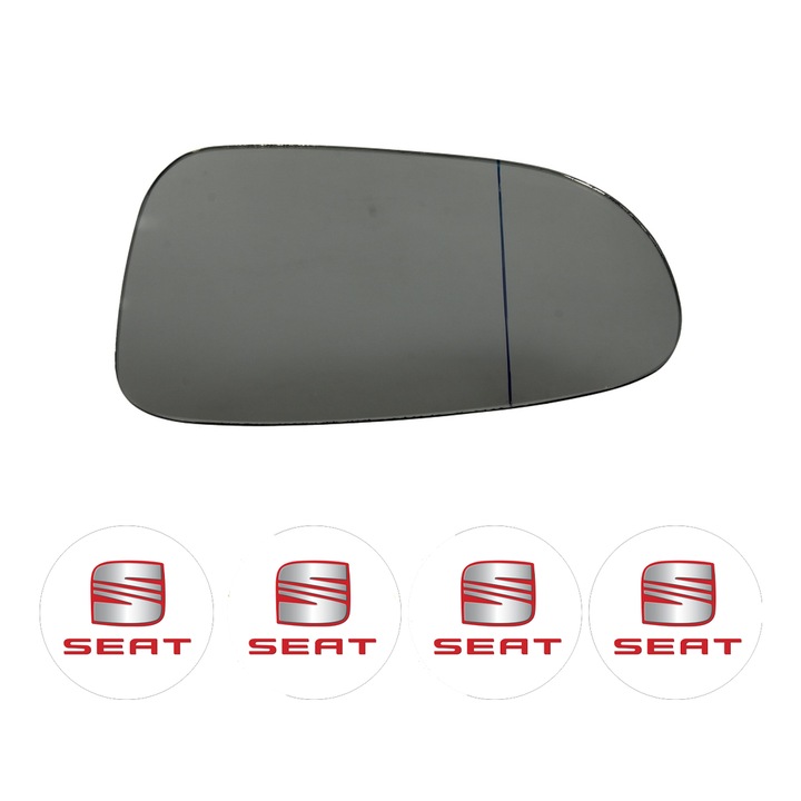 Sticla oglinda exterioara Stanga SEAT ALHAMBRA din 1995 - 2015, auto, fara incalzire, Cri-Flo, 4 stickere auto SEAT