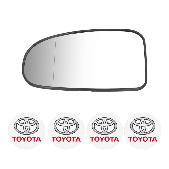 Sticla oglinda exterioara Stanga TOYOTA AVENSIS din 1997 - 2018, auto, cu incalzire, Cri-Flo, 4 stickere auto TOYOTA