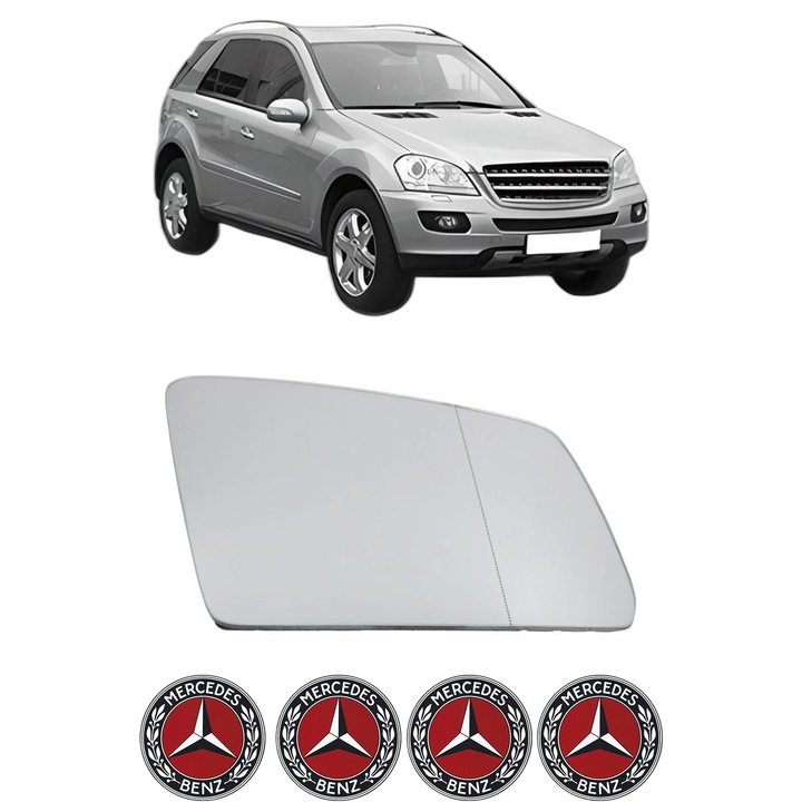 Sticla oglinda exterioara Dreapta MERCEDES-BENZ M-CLASS (W164) din 2005 - 2011, auto, cu incalzire, Cri-Flo, 4 stickere auto MERCEDES-BENZ