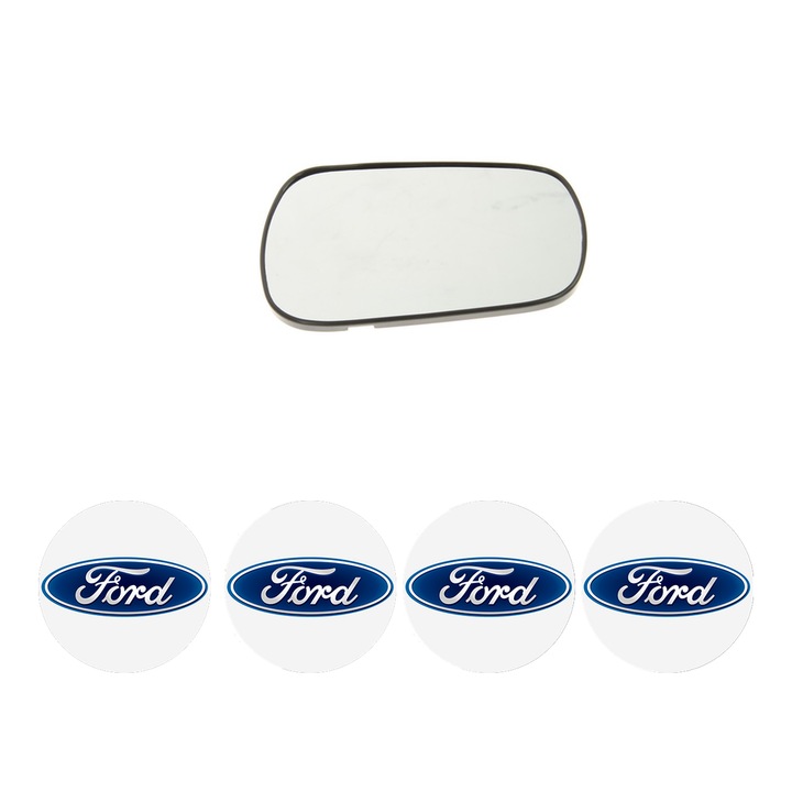 Sticla oglinda exterioara Dreapta FORD FIESTA din 1989 - 2021, auto, fara incalzire, Cri-Flo, 4 stickere auto FORD
