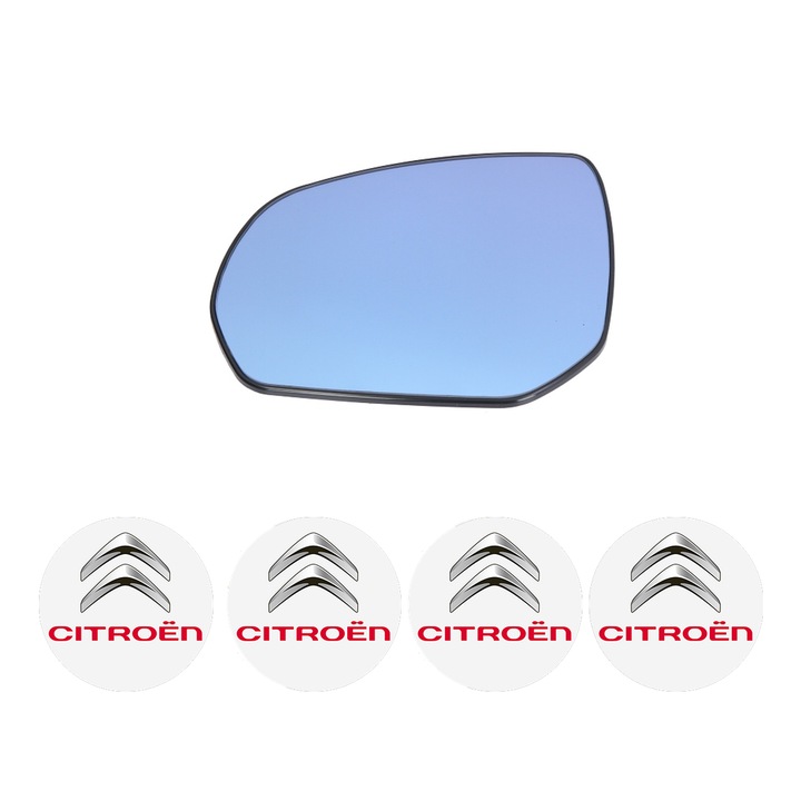 Sticla oglinda exterioara Stanga CITROEN C4 PICASSO din 2006 - 2016, auto, cu incalzire, Cri-Flo, 4 stickere auto CITROEN