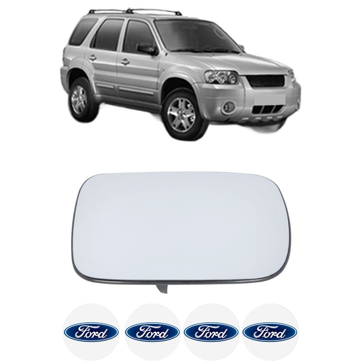 Sticla oglinda exterioara Stanga FORD MAVERICK din 1993 - 2007, auto, fara incalzire, Cri-Flo, 4 stickere auto FORD