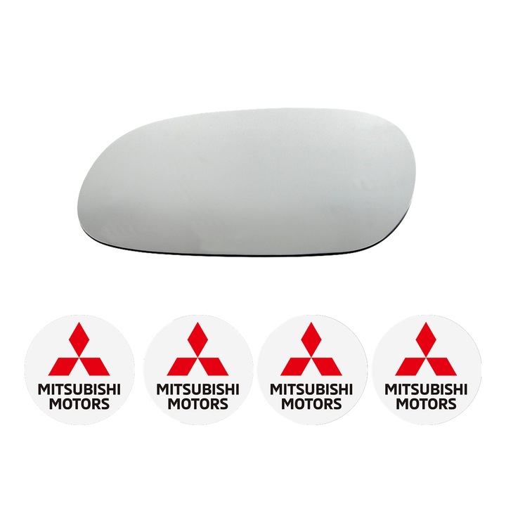 Sticla oglinda exterioara Stanga MITSUBISHI CARISMA din 1995 - 2006, auto, cu incalzire, Cri-Flo, 4 stickere auto MITSUBISHI