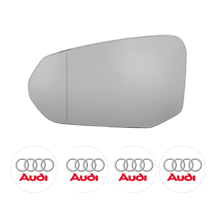 Sticla oglinda exterioara Stanga AUDI Q3 din 2011 - 2018, auto, cu incalzire, Cri-Flo, 4 stickere auto AUDI