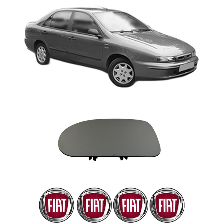 Sticla oglinda exterioara Stanga FIAT MAREA (185_) din 1996 - 2002, auto, fara incalzire, Cri-Flo, 4 stickere auto FIAT