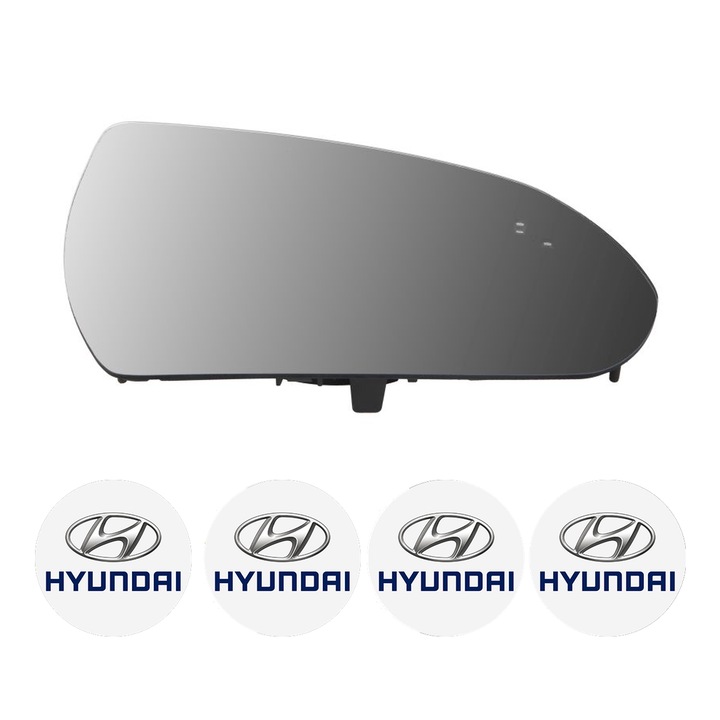 Sticla oglinda exterioara Dreapta HYUNDAI ELANTRA din 2010 - 2023, auto, cu incalzire, Cri-Flo, 4 stickere auto HYUNDAI