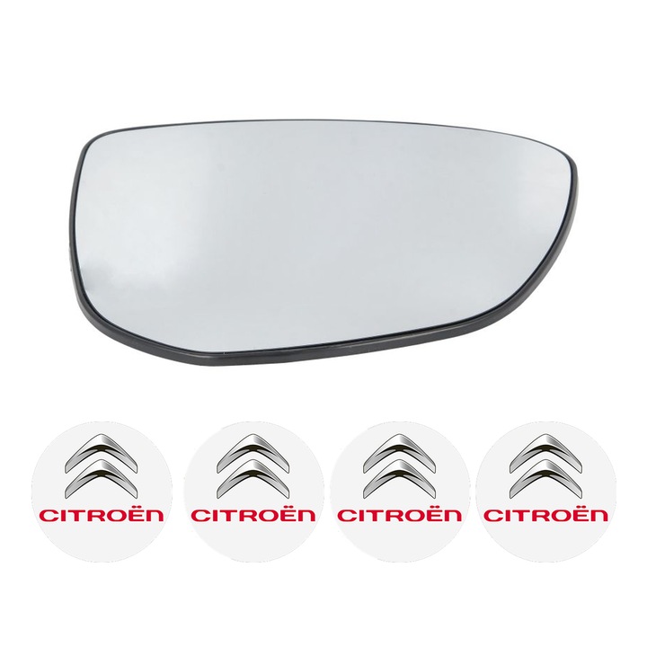 Sticla oglinda exterioara Dreapta CITROEN C-ELYSEE din 2012 - 2016, auto, fara incalzire, Cri-Flo, 4 stickere auto CITROEN