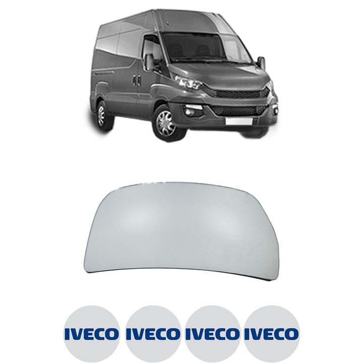 Sticla oglinda exterioara Stanga IVECO DAILY VI Van din 2014 - 2022, auto, cu incalzire, Cri-Flo, 4 stickere auto IVECO