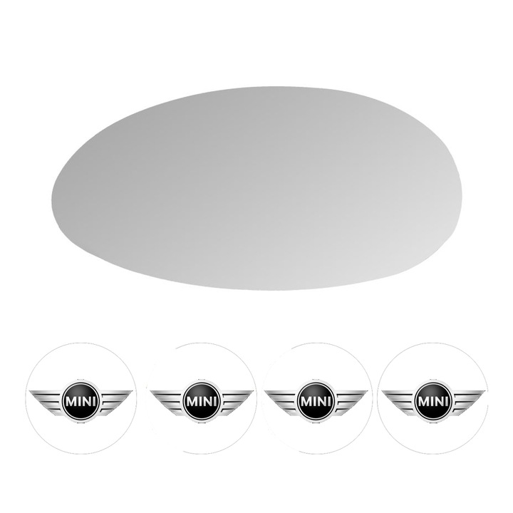 Sticla oglinda exterioara Dreapta MINI MINI CLUBMAN din 2007 - 2019, auto, cu incalzire, Cri-Flo, 4 stickere auto MINI