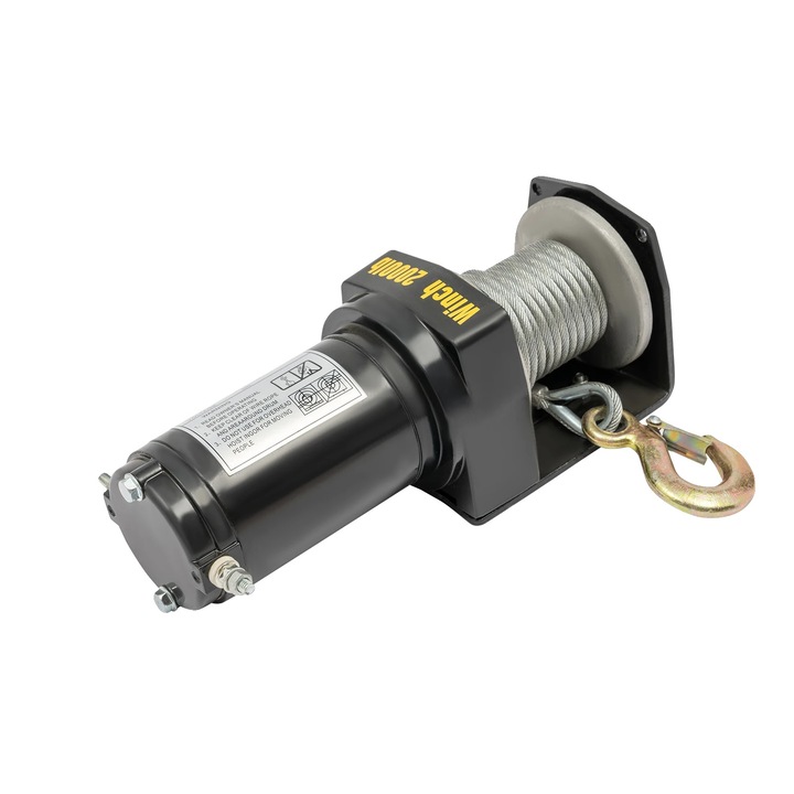 Winch electric, motor puternic, design rezistent la apa, negru