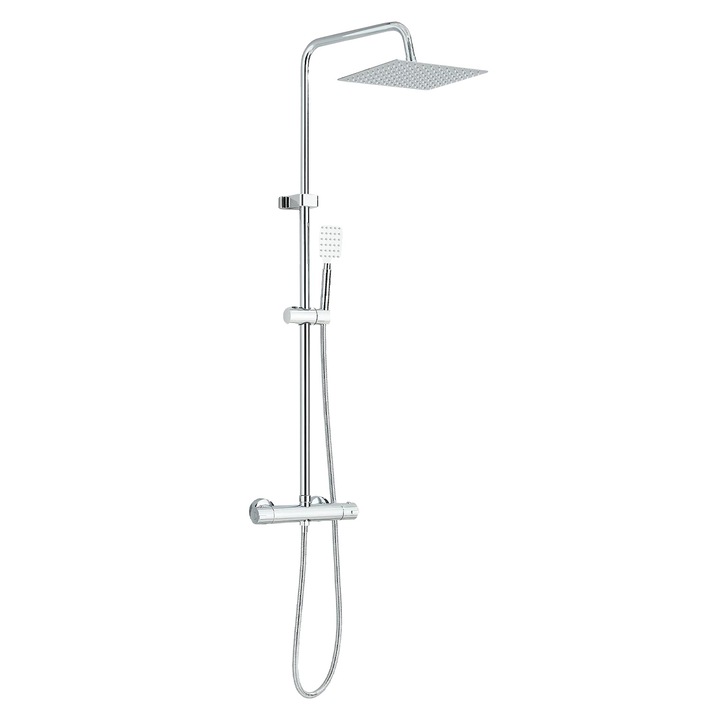 Set de robinete de dus, design contemporan, control cu doua manete, crom, 8 inch