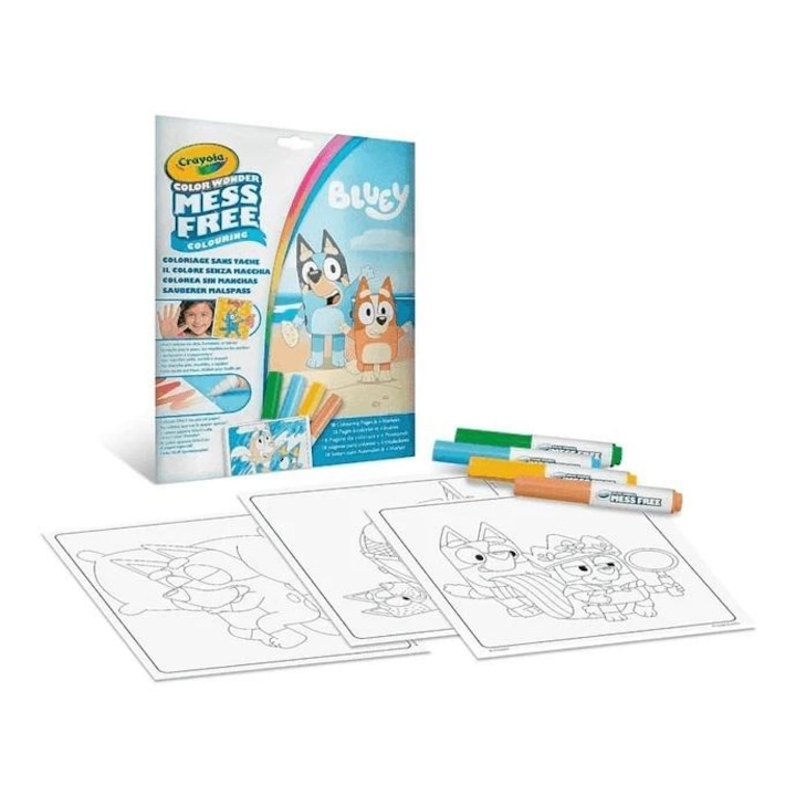 Set de colorat CRAYOLA Kolor Wonder, 18 pagini, 4 markere, fara pete, multicolor