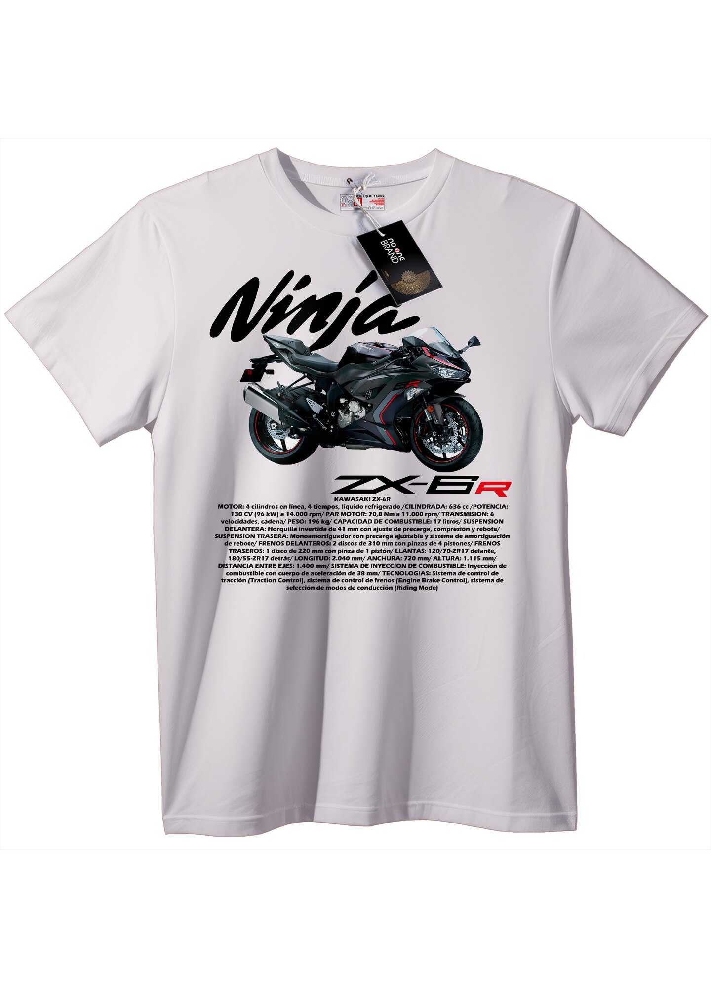 Tricou bărbați Ninja ZX-6R, Alb, XL - eMAG.ro