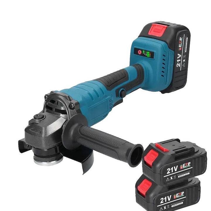 Polizor unghiular, 2 buc baterii, motor fara perii, dimensiuni 225x155x300mm, disc 125mm, electric