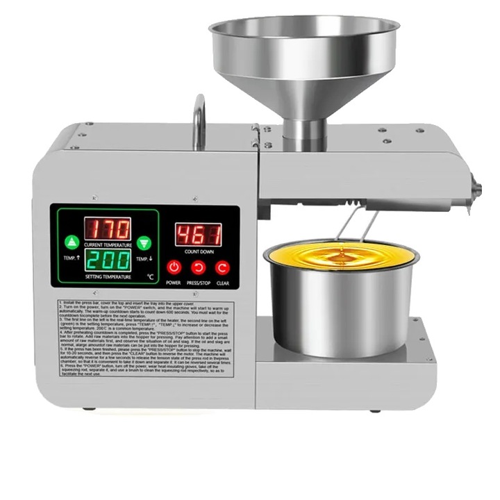 Presa de ulei, 220V, design compact, din otel inoxidabil, 1001-1600W