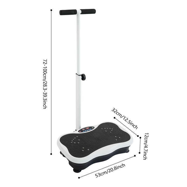 Vibrációs tréner, 10 edzésprogram, távirányító, fekete, maximális terhelhetőség 150 kg