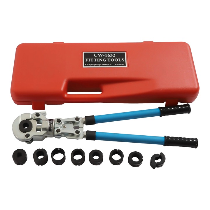 Set de clesti pentru crimping, 9 piese, design ergonomic, albastru, dimensiuni cutie 60x22x7cm