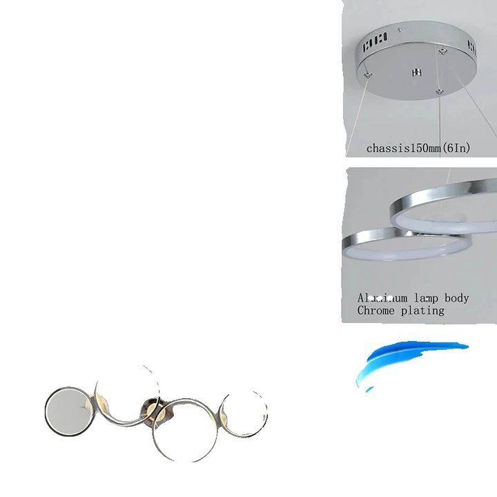 Lustra moderna, dimabila, cu telecomanda, cromata, 107cm