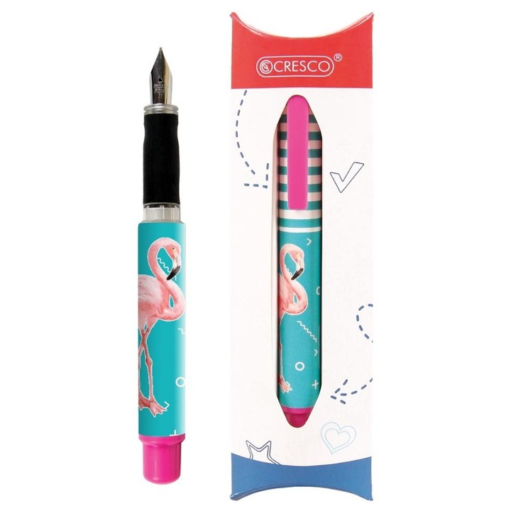 CRESCO Go Pen töltőtoll, ergonomikus markolat, flamingó