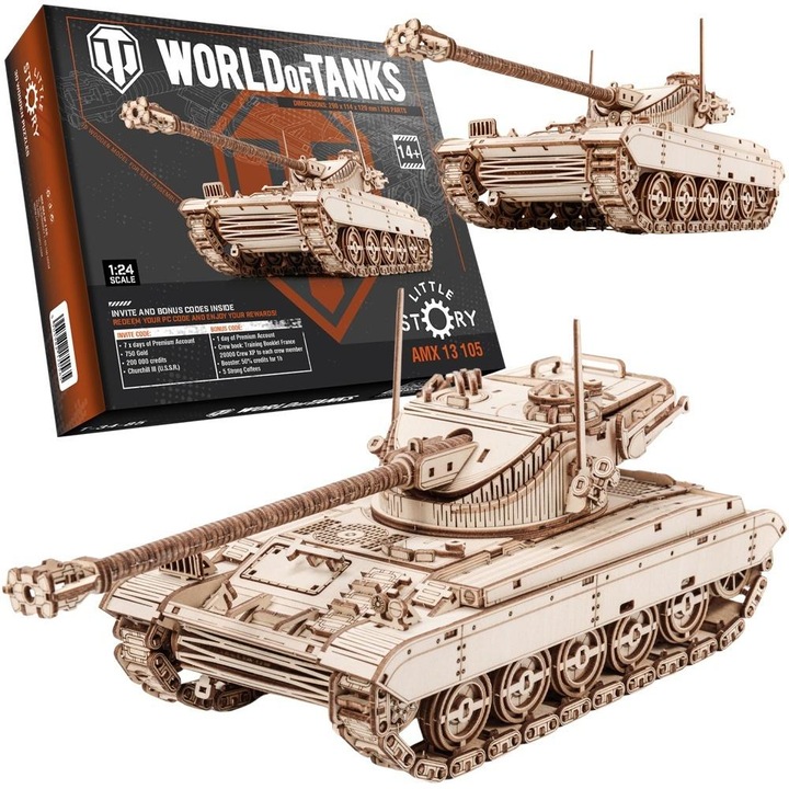 3D fából készült puzzle, AMX 13 105, készlet, 30x20x5cm, többszínű