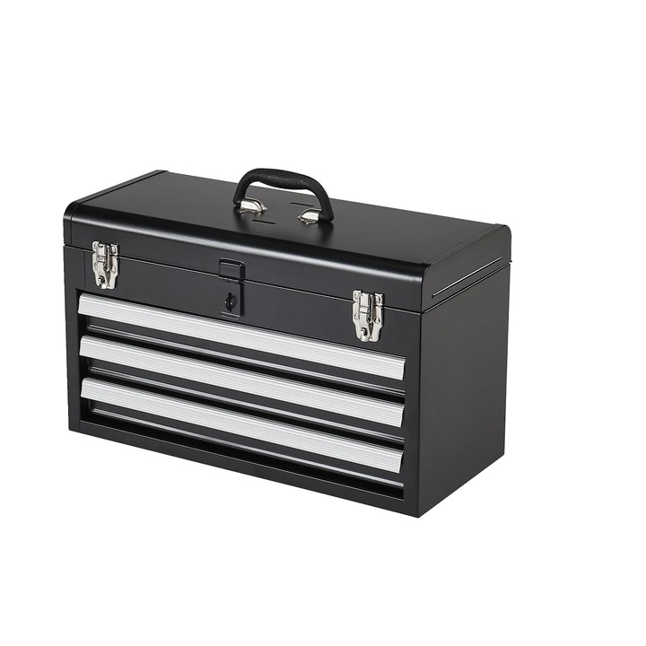 Cutie de scule, constructie din otel durabil, spatiu de stocare generos, neagra, 20.5x8.6x12in