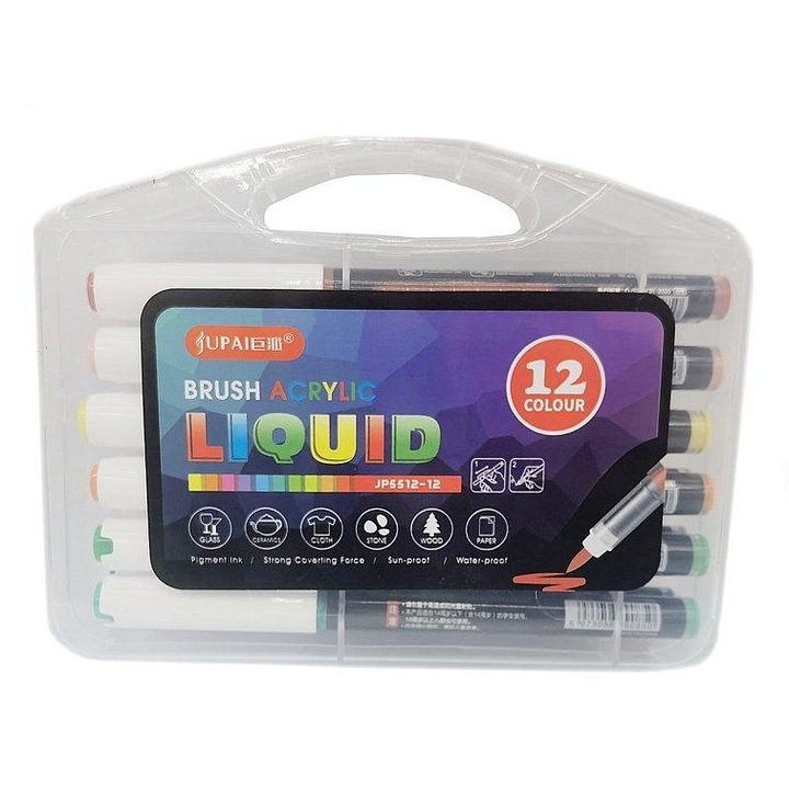 Комплект 12 акрилни маркера, ADAR, многоцветни