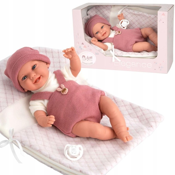 Испанска кукла Ариас 35см, с дрешки и залъгалка, от качествен винил