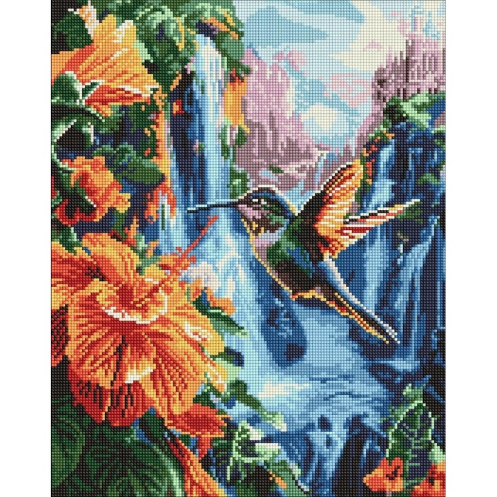 Set de mozaic diamentina, Ideyka, Pasare tropicala, 40x50cm, multicolor