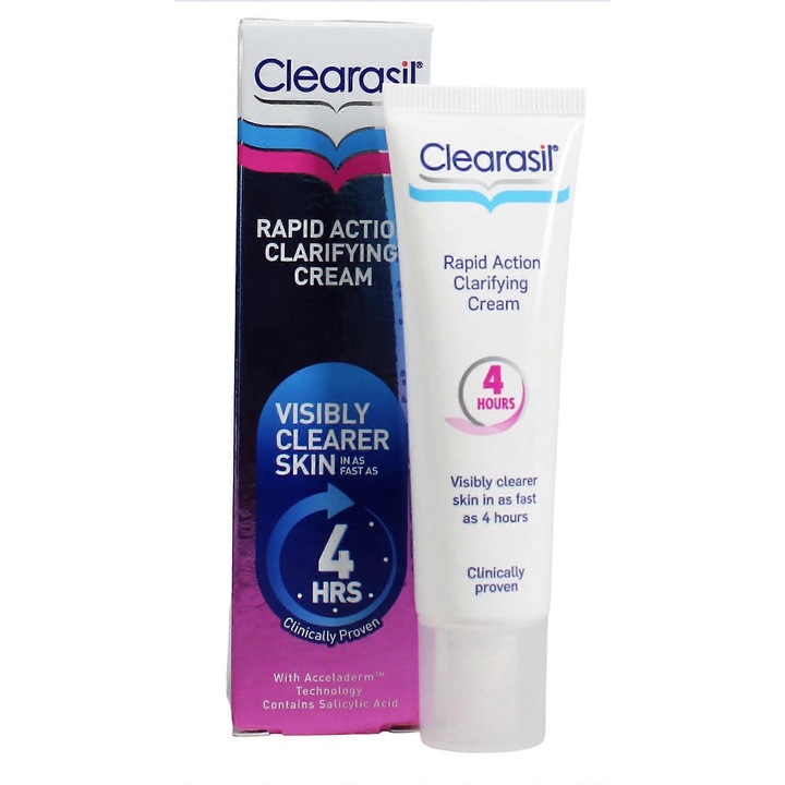 Крем за лице Бързо действие Избистрящ 25мл, Clearasil, ексфолиращ, подобрява вида на несъвършенствата