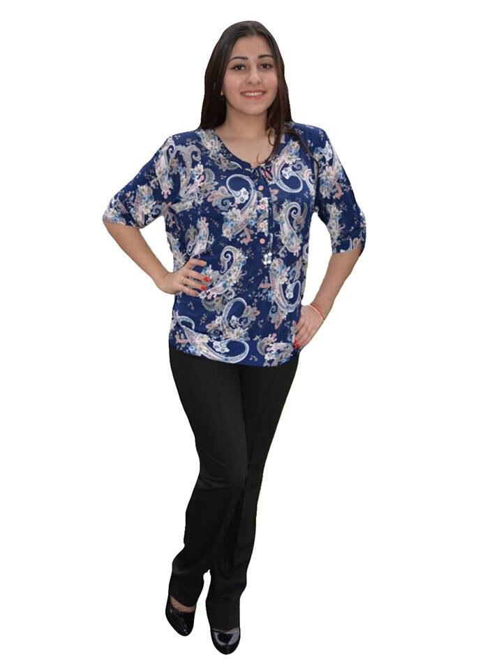 Bluza fashion cu design colorat,croi lejer,masura mare,D&J Exclusive, Bleumarin