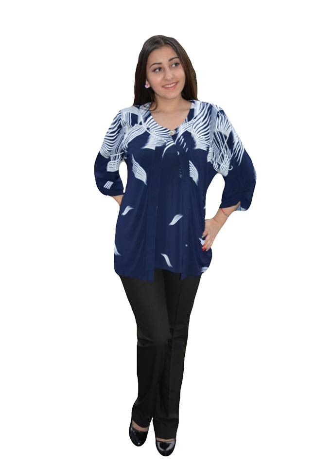 Bluza feminina formata din doua piese, D&J Exclusive, Bleumarin/Alb