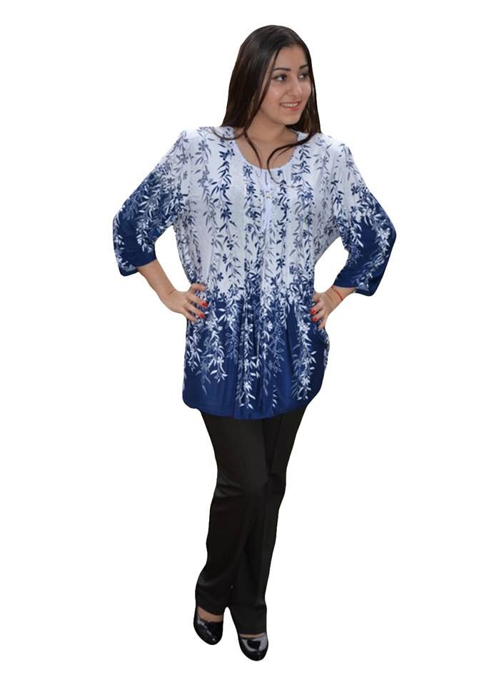 Bluza feminina cu maneca lejera,D&J Exclusive, Bleumarin/Alb