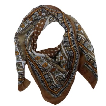 Esarfa clasica cu forma patrata, cu imprimeu, D&J Exclusive, maro Esarfa clasica cu forma patrata, cu imprimeu, D&J Exclusive, maro