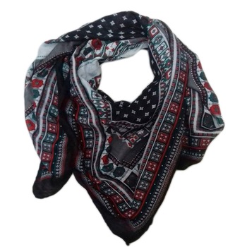 Esarfa clasica cu forma patrata, cu imprimeu, D&J Exclusive, neagra Esarfa clasica cu forma patrata, cu imprimeu, D&J Exclusive, neagra