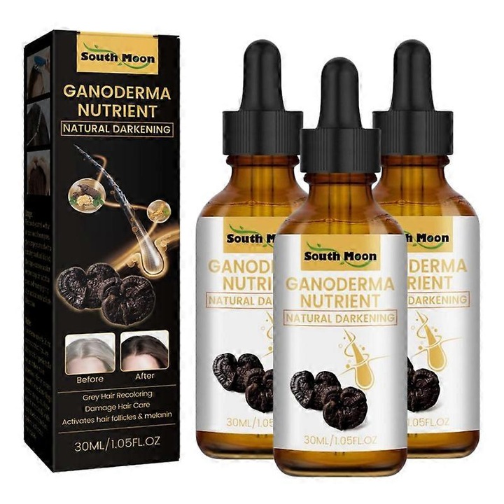 Set 3Pcs Esenta de Masaj pentru Par Negru, Tratament pentru Scalp, 30ml, 10.8x3x3cm