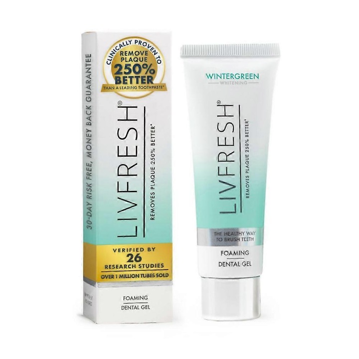 Livfresh fogkrém plakk eltávolítására, 50g, mentolos ízű, 1/2/3 darabos szett