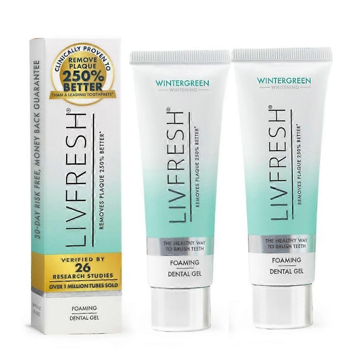 Livfresh Wintergreen fogzselé, 2 darab, hatékony a foglepedék ellen, menta íz, 50g