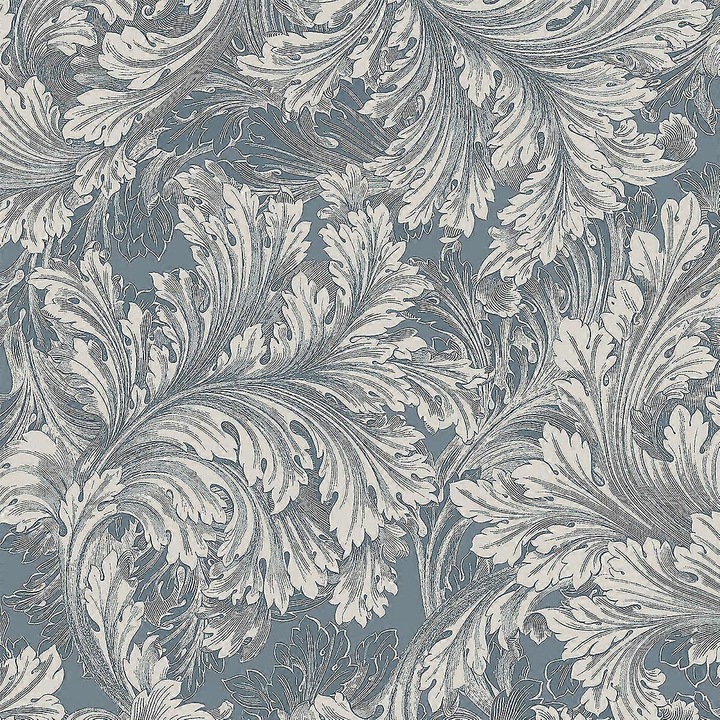 Tapéta Rossetti Levelek, akantusz levél design, kék, 10m x 53cm